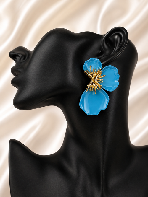 Azure Bloom Statement Resin Earrings
