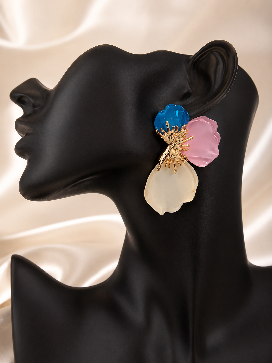Azure Bloom Statement Resin Earrings
